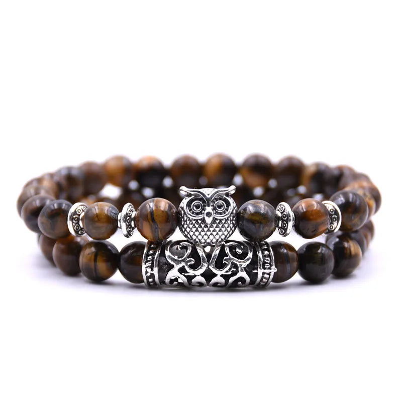 Pulsera Búho - Pulsera Búhos Perlas marrón