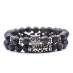 Pulsera Búho - Pulsera Búhos Perlas negro
