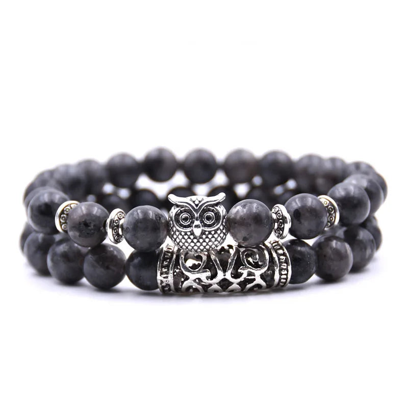 Pulsera Búho - Pulsera Búhos Perlas negro