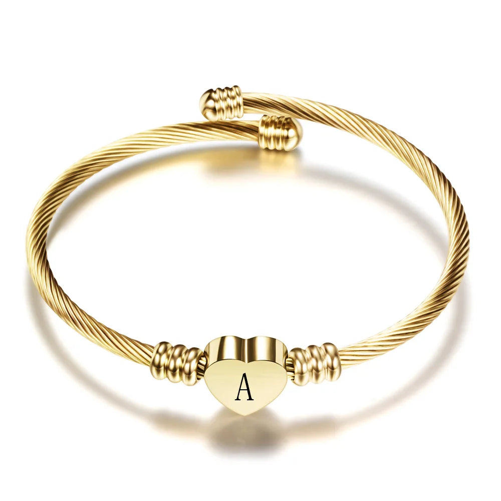 Bracelet coeur avec initiale - lettre