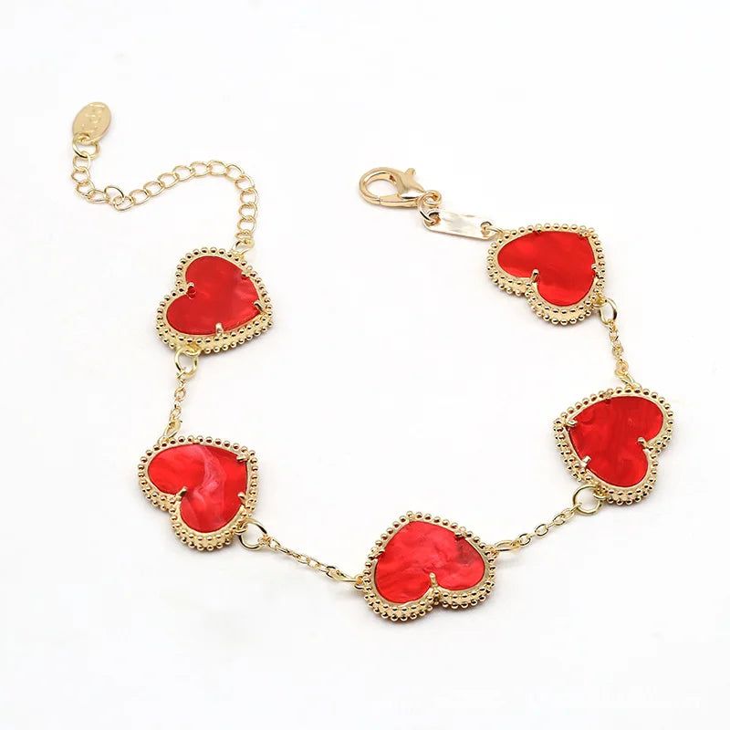 Pulsera Corazón Dorado Mujer rojo