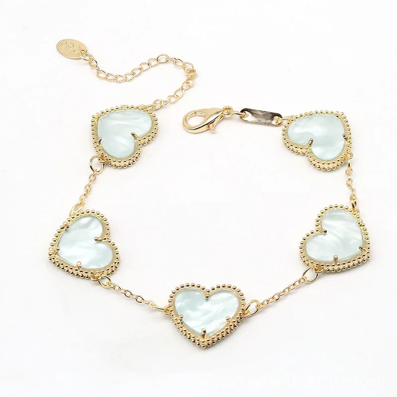 Pulsera Corazón Dorado Mujer verde claro