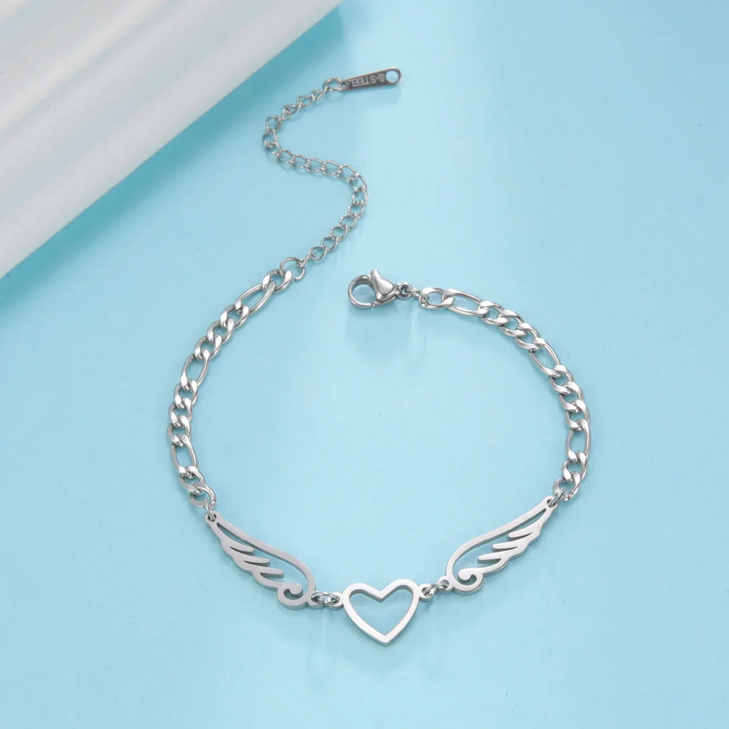Bracelet coeur et ailes d'ange
