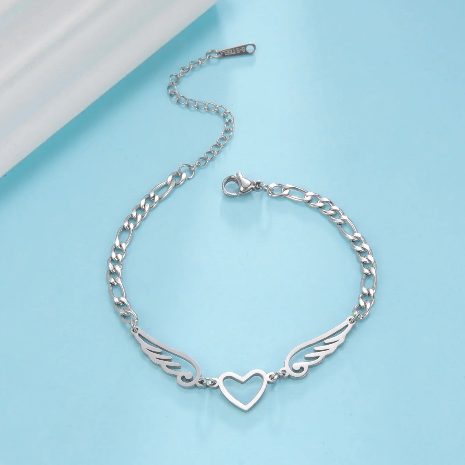 Bracelet coeur et ailes d'ange