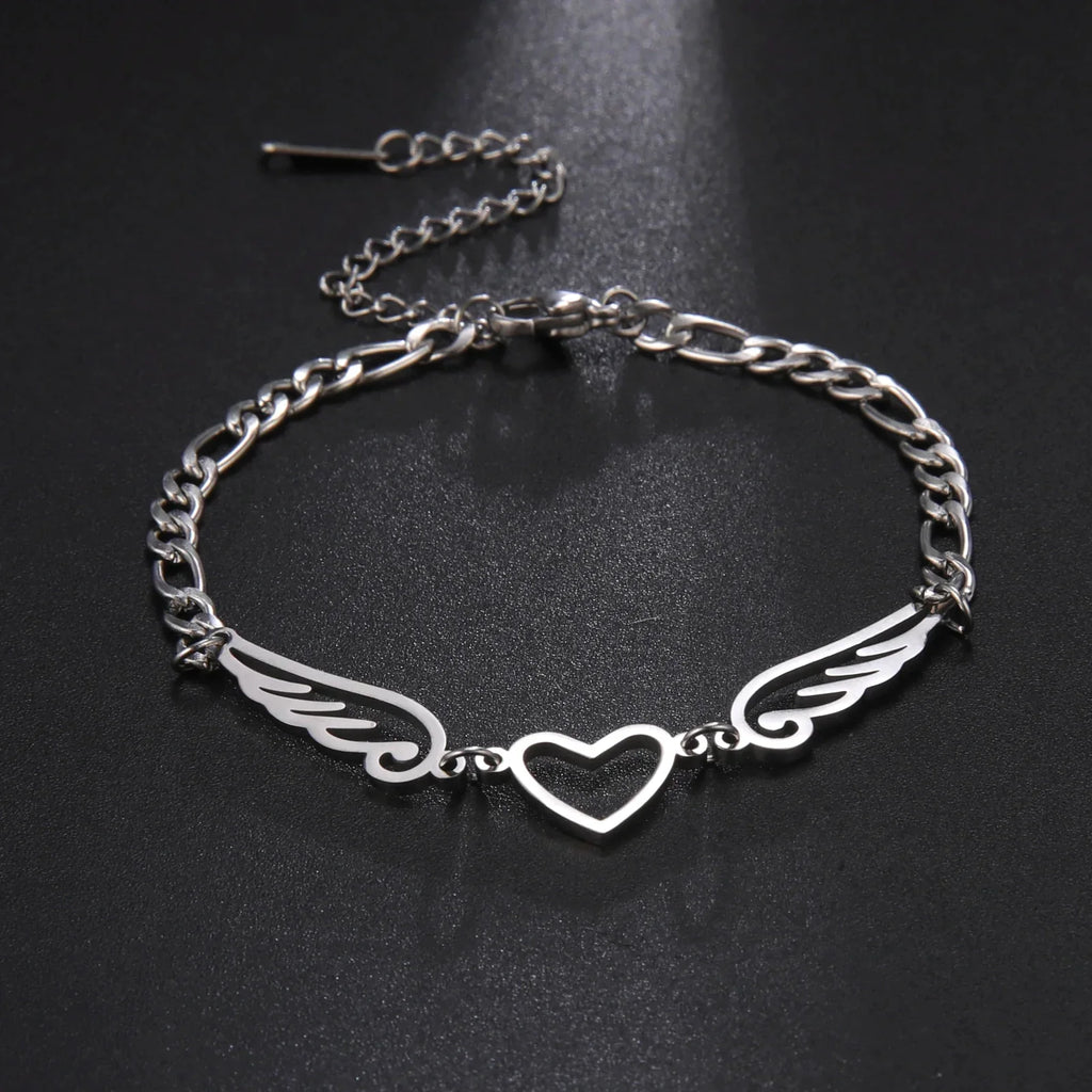 Bracelet coeur et ailes d'ange