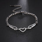 Bracelet coeur et ailes d'ange