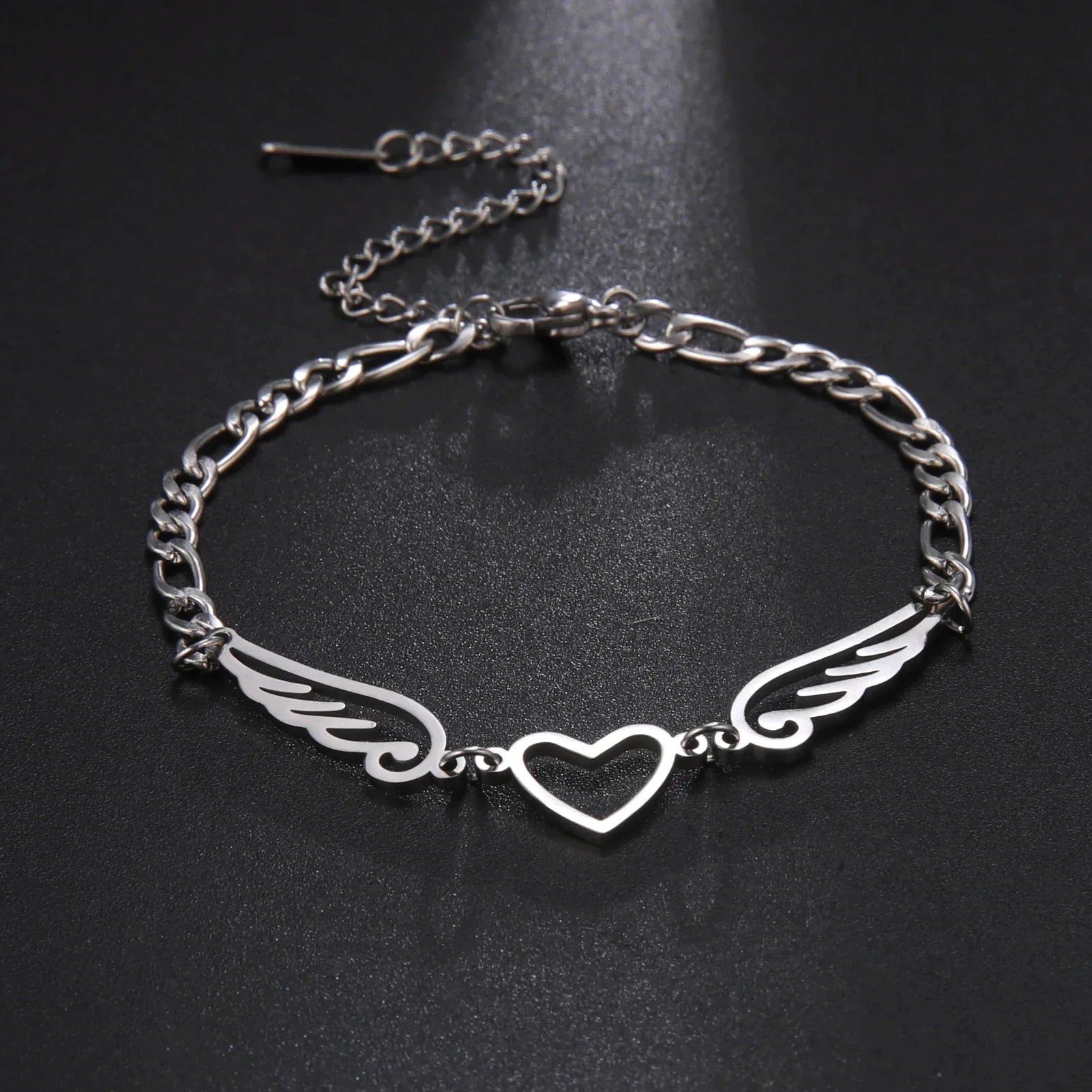 Bracelet coeur et ailes d'ange