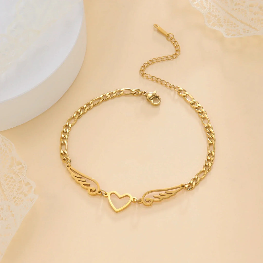 Bracelet coeur et ailes d'ange