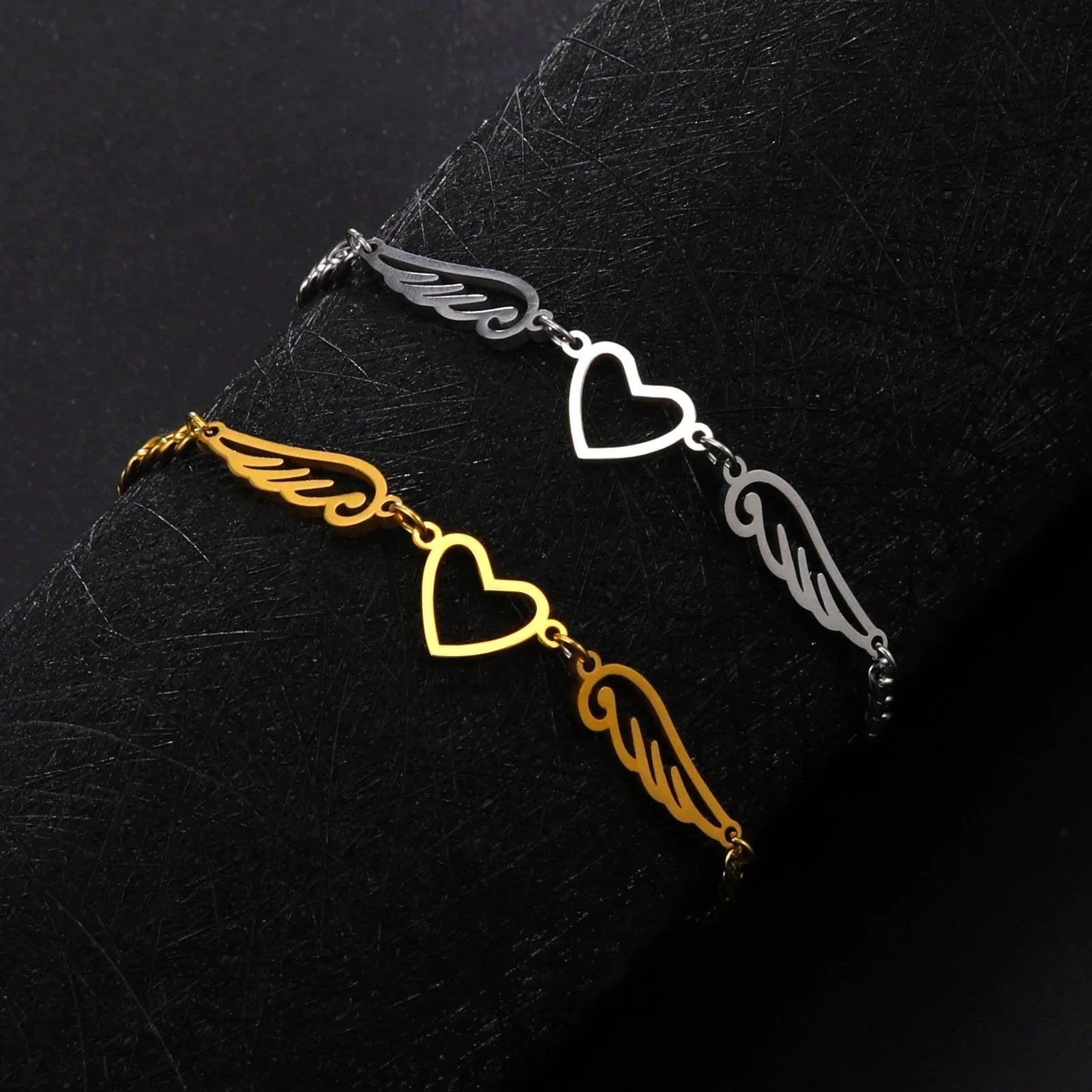 Bracelet coeur et ailes d'ange