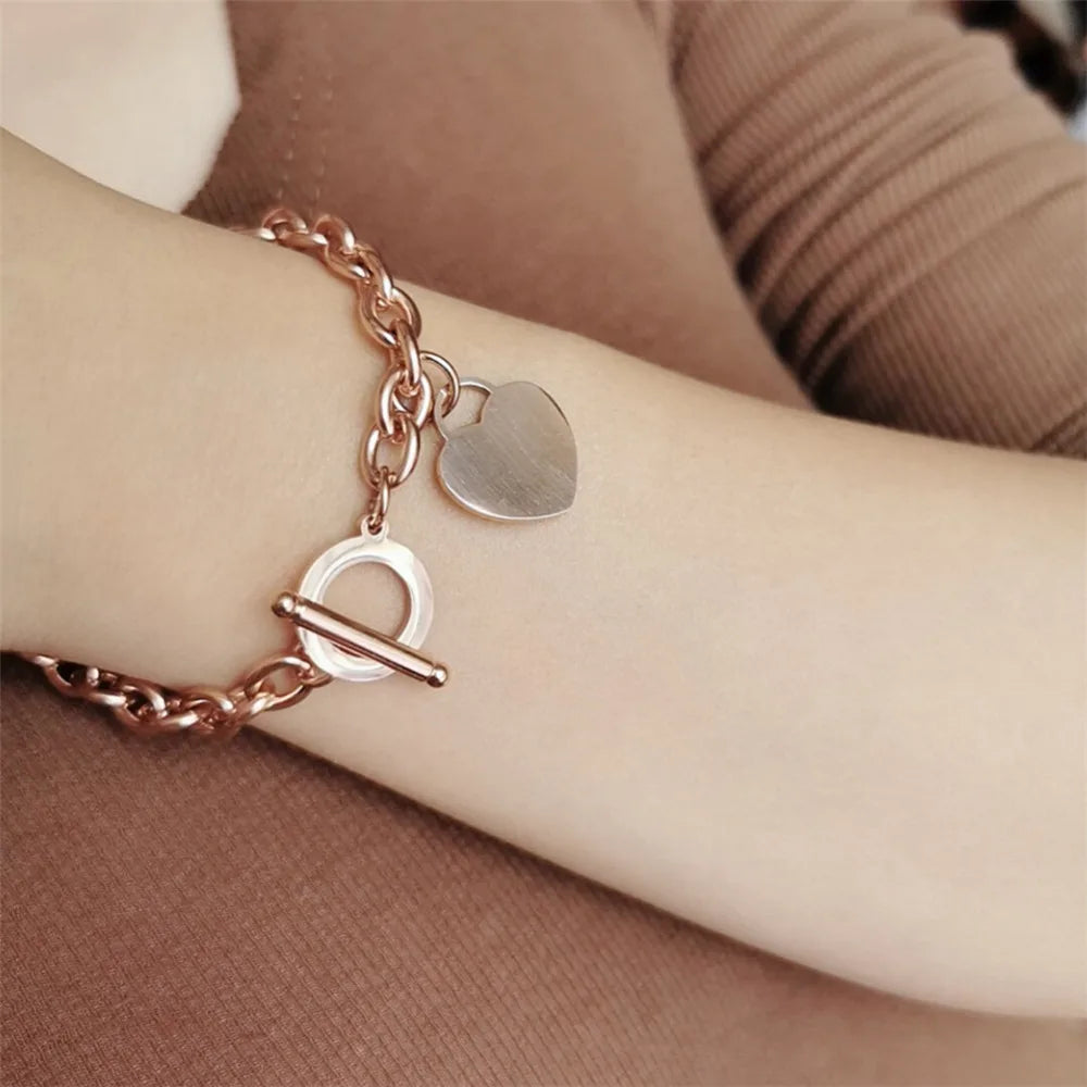 Pulsera Corazón Grumete Mujer oro rosa