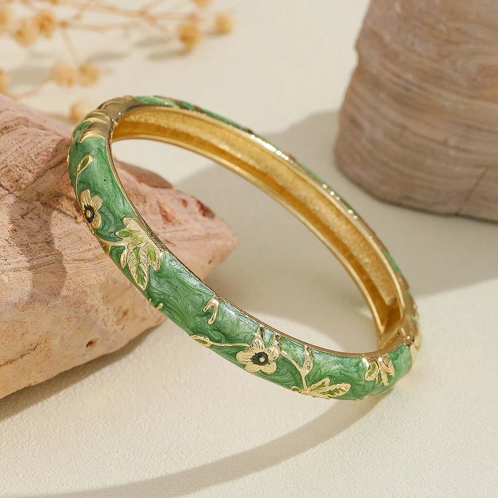 Pulseras Coloridas con Flores verde