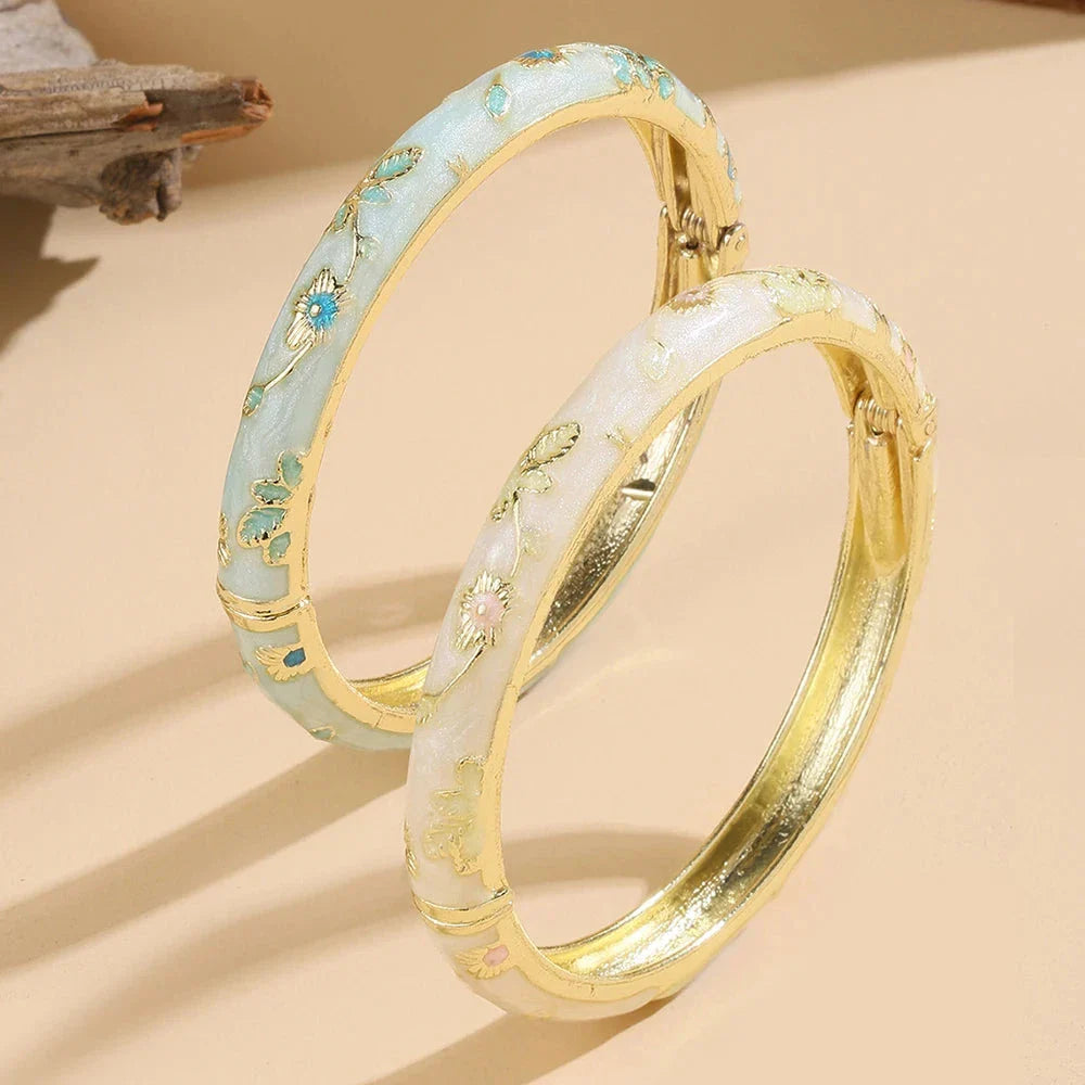 Pulsera Colorida con Flores azul y blanco