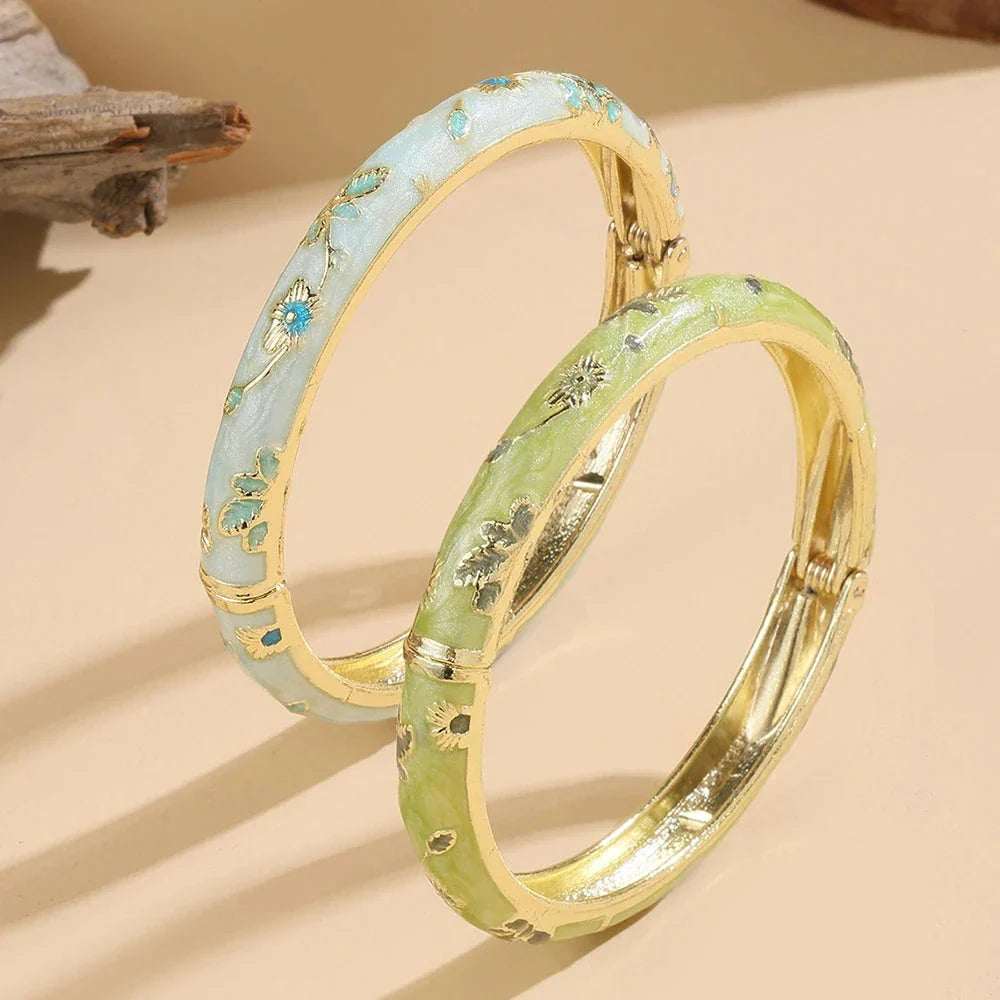 Pulsera Colorida con Flores azul y verde