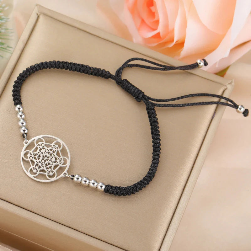 Pulsera Colorida Cubo de Metatrón negro