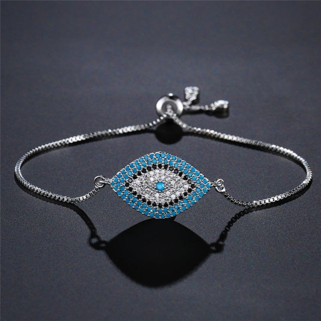 Pulsera contra el Mal de Ojo Azul Griego Turco Matiasma Mataki Gourmette plata 1