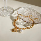Pulsera Concha de Vieira y Perla de Concha para Mujer