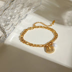 Pulsera Concha de Vieira y Perla de Concha para Mujer