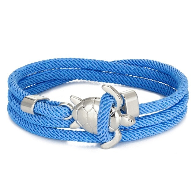 Pulsera Cordón Tortuga Marina azul celeste