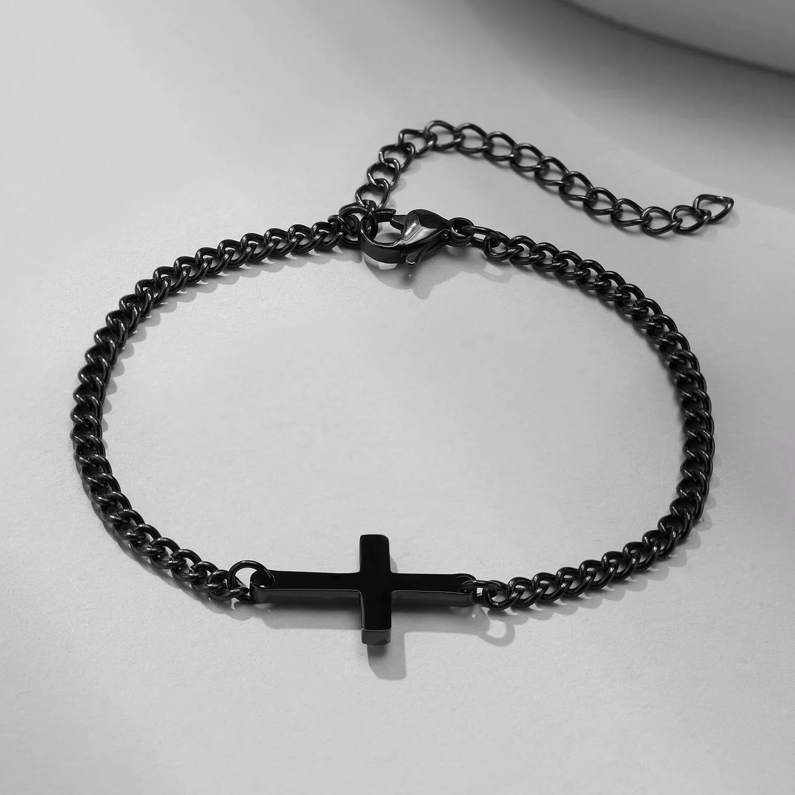 Pulsera Cruz Cadena Gourmet Hombre negro