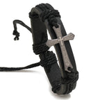 Pulsera Cruz de Cuero Hombre negro