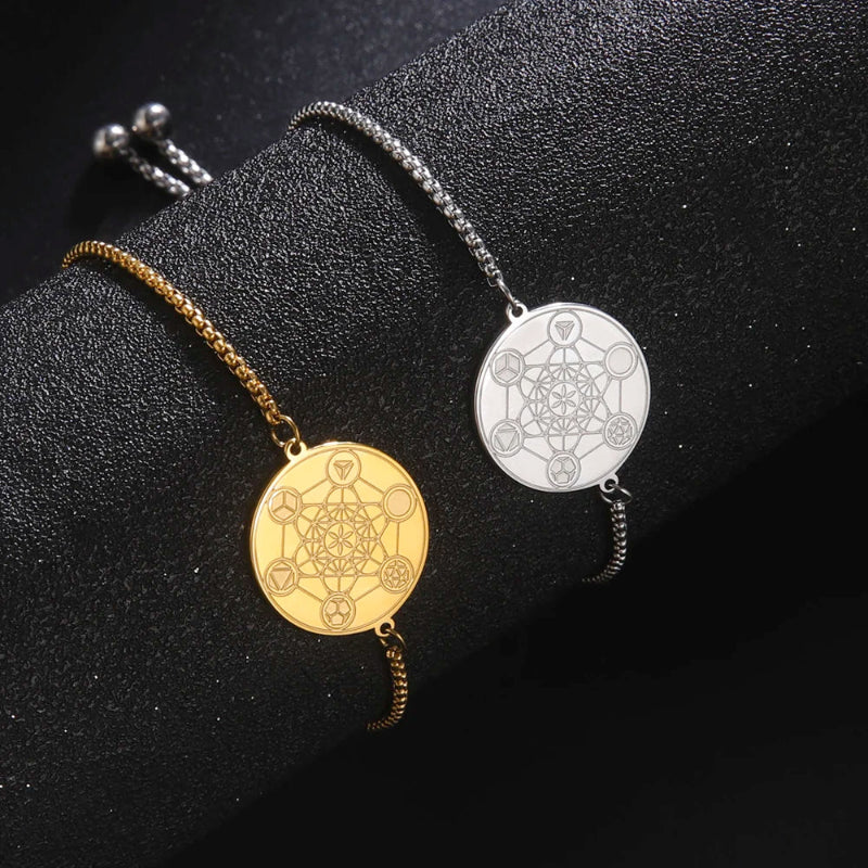 Pulsera Cubo de Metatrón de Protección plata
