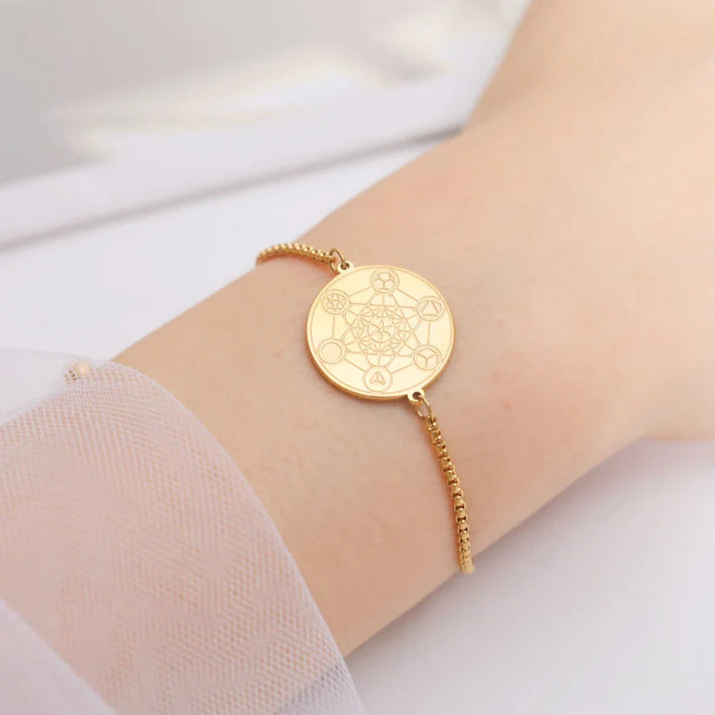 Pulsera Cubo de Metatrón de Protección oro