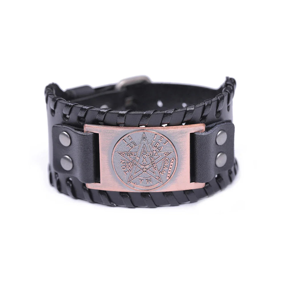 Pulsera de Cuero Pentáculo Brujería Pulsera Wicca 4