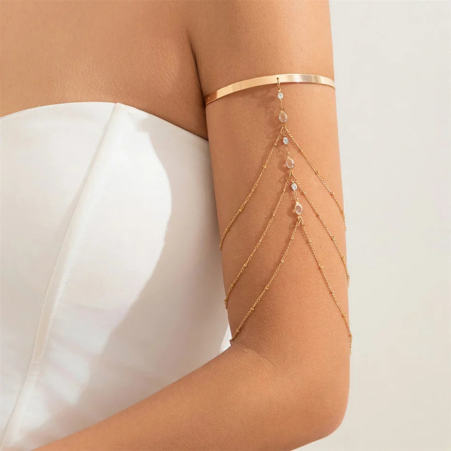 Brazalete de Brazo para Mujer Elegante - Adorno para la Parte Superior del Brazo y Joya Cadena de Bíceps oro