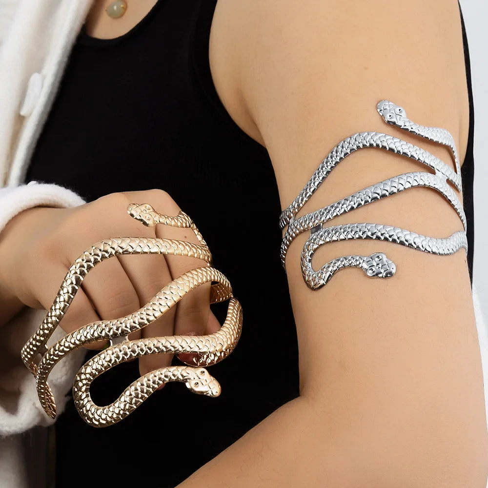 Brazalete de Brazo para Mujer Serpiente - Adorno Cadena de Brazo y Joya de Bíceps en plata