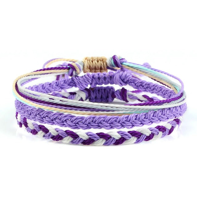 Pulsera de la Suerte Tibetana Trenzada 9 Colores violeta