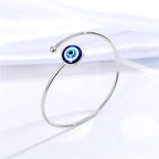 Pulsera de Amuleto Contra el Mal de Ojo Azul Turco plata
