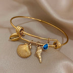 Pulsera de Encanto con Conchas dorada