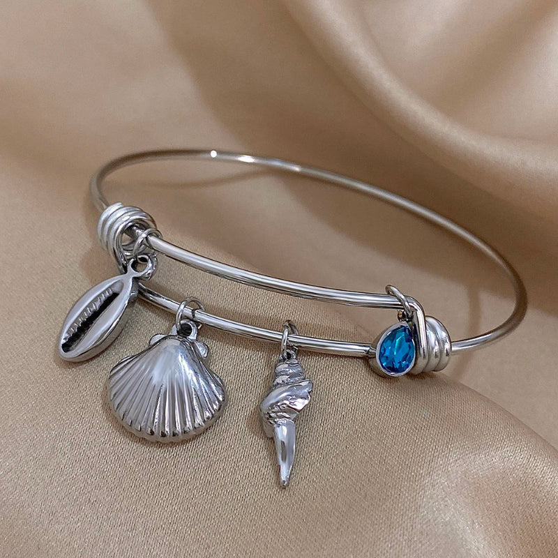 Pulsera de Encanto con Conchas plateada