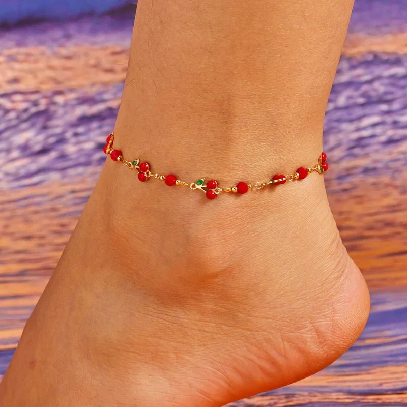 Pulsera de Tobillo con Flores de Cereza