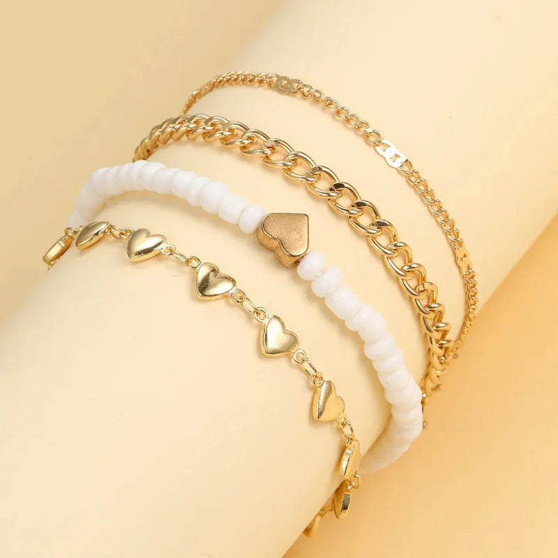 Tobillera con Perlas en forma de Corazón