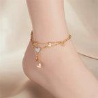 Pulsera de Tobillo Doble Fila Corazón