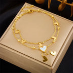 Pulsera de Tobillo Doble Fila Corazón