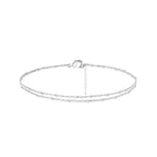 Pulsera de Tobillo Fina Doble Fila plata