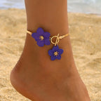Bracelet de cheville fleur pour femme