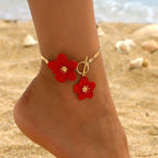 Bracelet de cheville fleur pour femme