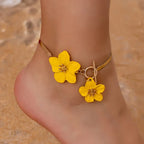 Bracelet de cheville fleur pour femme