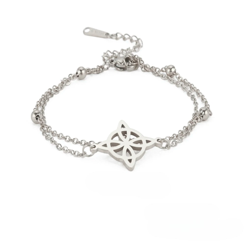 Pulsera de Tobillo Nudo de Bruja plata
