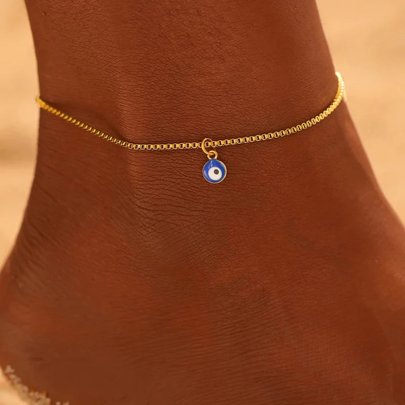 Pulsera de Tobillo Ojo Azul oro