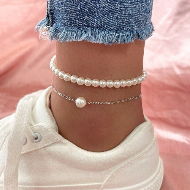 Pulsera de Tobillo Perla Mujer Joyería
