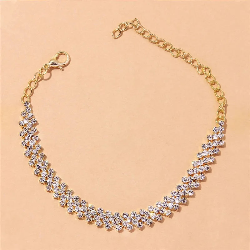 Tobillera con Diamantes Oro y Plata para Mujer
