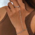 Pulsera de Mano Bolas Joya Mujer Cadena Mano y Dedo plata