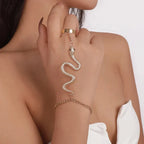 Pulsera de Mano Serpiente Joya Mujer Cadena Mano & Dedo oro