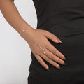 Pulsera de Mano con Strass Joya Mujer Cadena Mano y Dedo plata