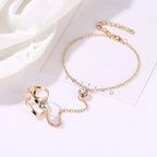 Pulsera de Mano con Circonitas - Joya para Mujer Cadena de Mano y Dedo