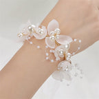Pulsera de Boda con Perlas y Flores